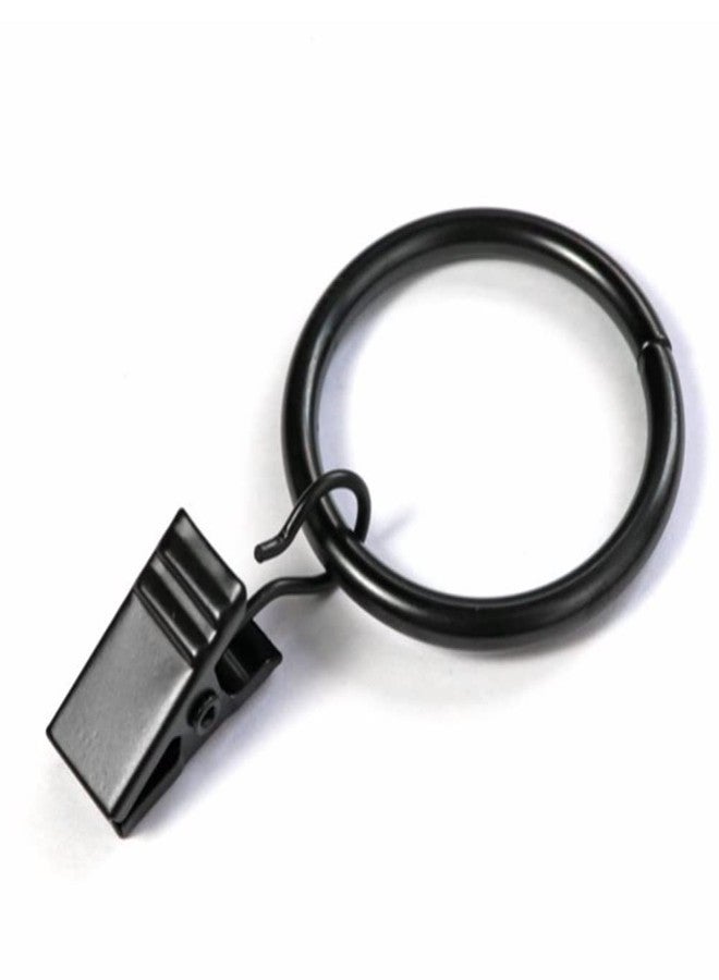 Lchkrep 1.5 inch Curtain Rings, 20 Pcs Black Curtain Hooks, Rustproof Metal Curtain Rings with Clips, Solid Curtain Clips with Rings, Decorative Vintage Curtain Hooks - Image 2